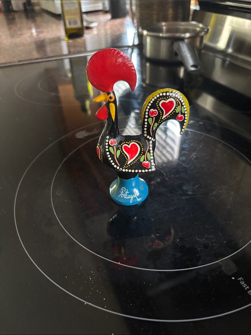 Black and Red Rooster Kitchen Figurine - Portugal Souvenir